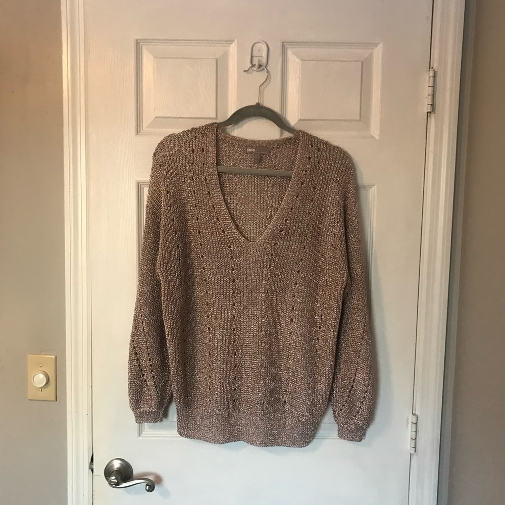 asos old rose metallic crotchet sweater